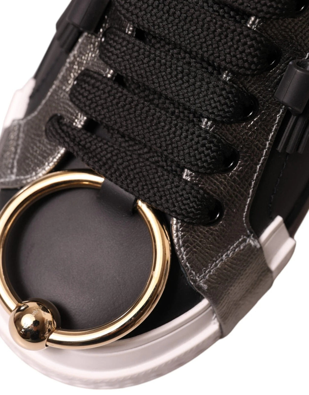 Dolce & Gabbana Black Leather Low Top Sneakers Portofino Shoes