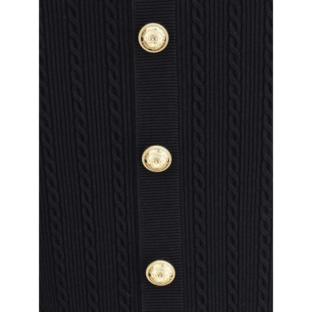 Balmain BUTTONED TORSADE KNIT LONG MIDI SKIRT