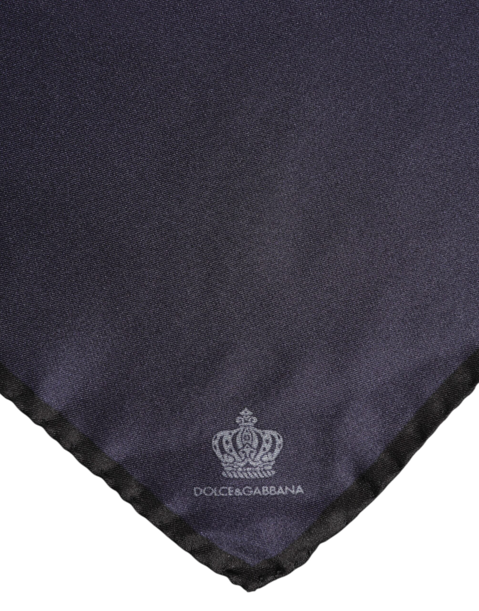 Dolce & Gabbana Blue DG Crown Silk Square Men Foulard Scarf