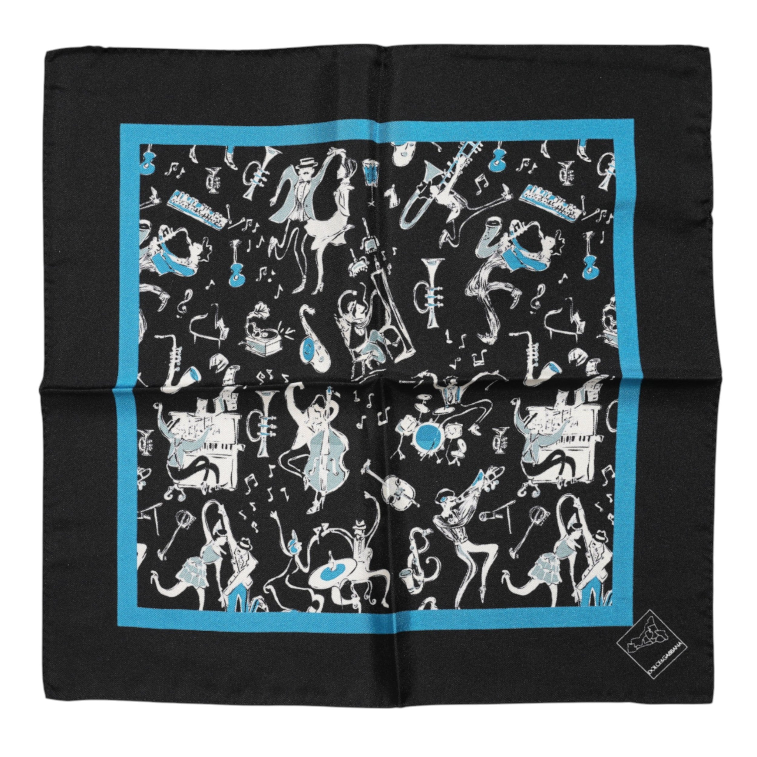 Dolce & Gabbana Black Jazz Club Silk Square Men Foulard Scarf