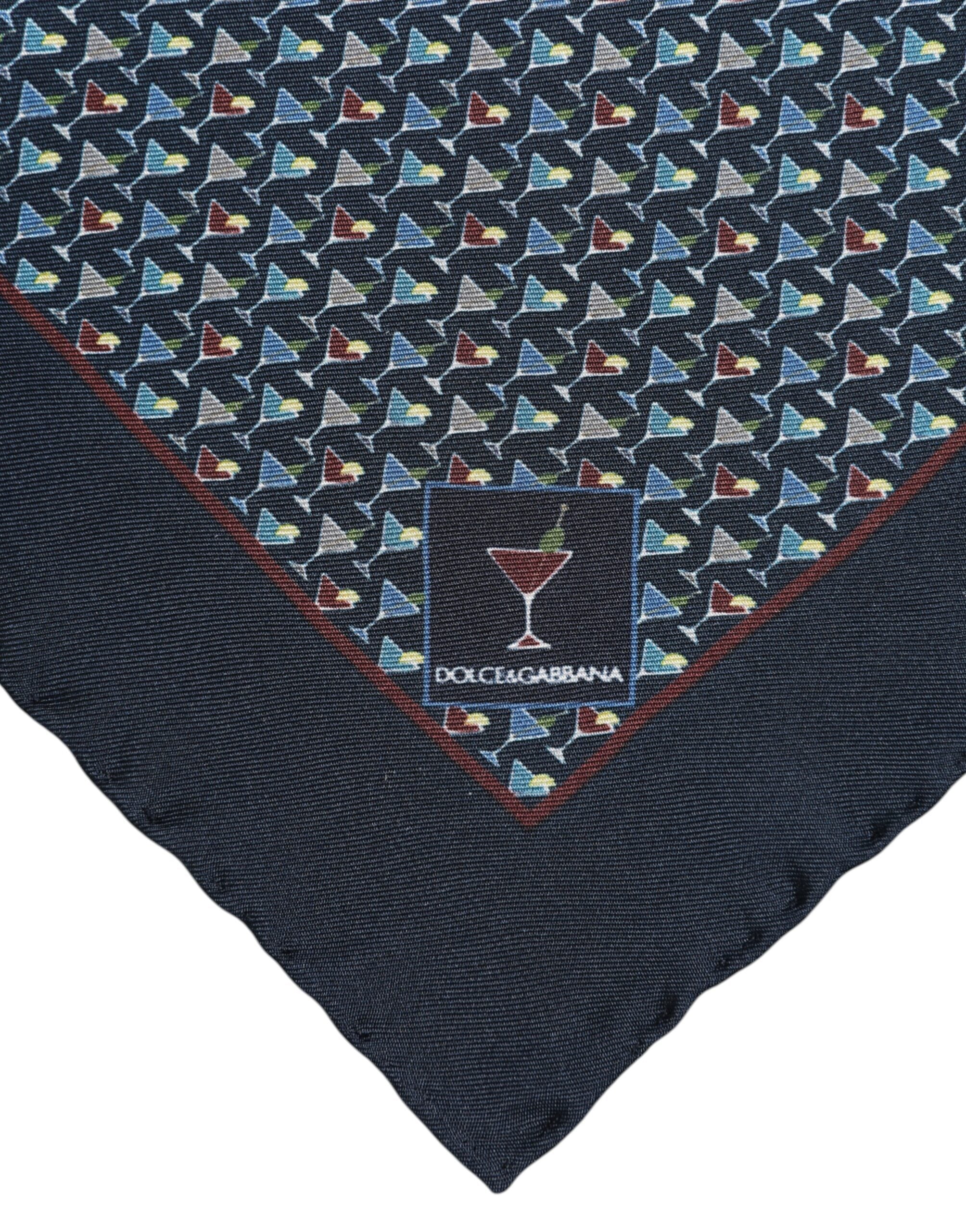 Dolce & Gabbana Blue Cocktail Silk Square Foulard Scarf