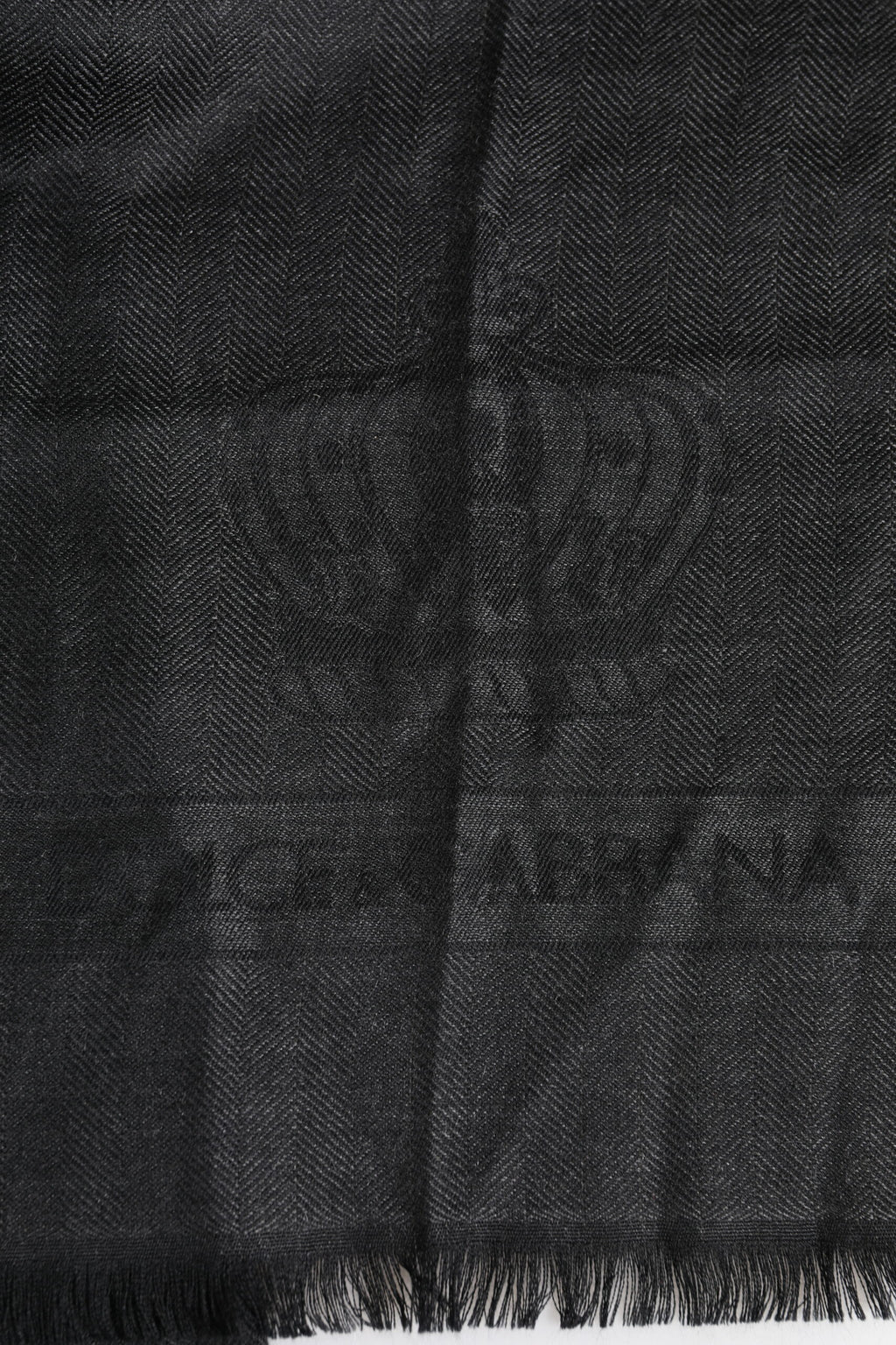 Dolce & Gabbana Dark Gray Cashmere Fringes Neck Warmer Scarf