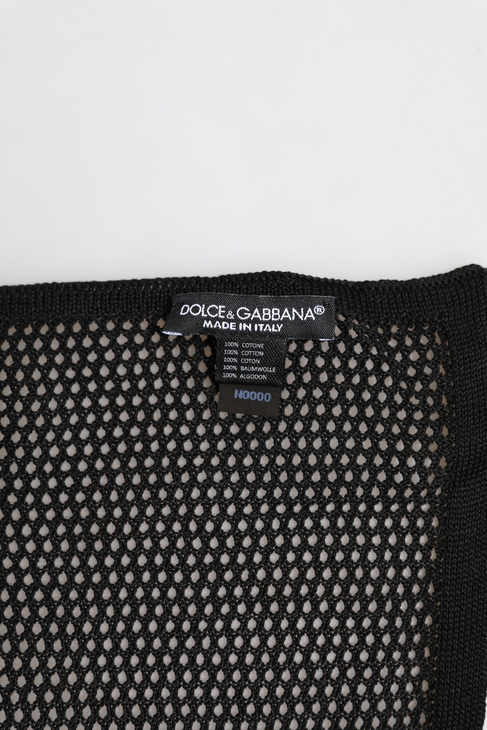 Dolce & Gabbana Black Patterned Cotton Square Foulard Scarf