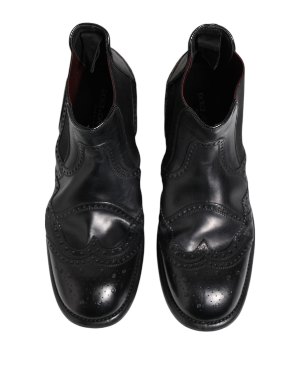 Dolce & Gabbana Black Leather Ankle Boots Slip On Shoes