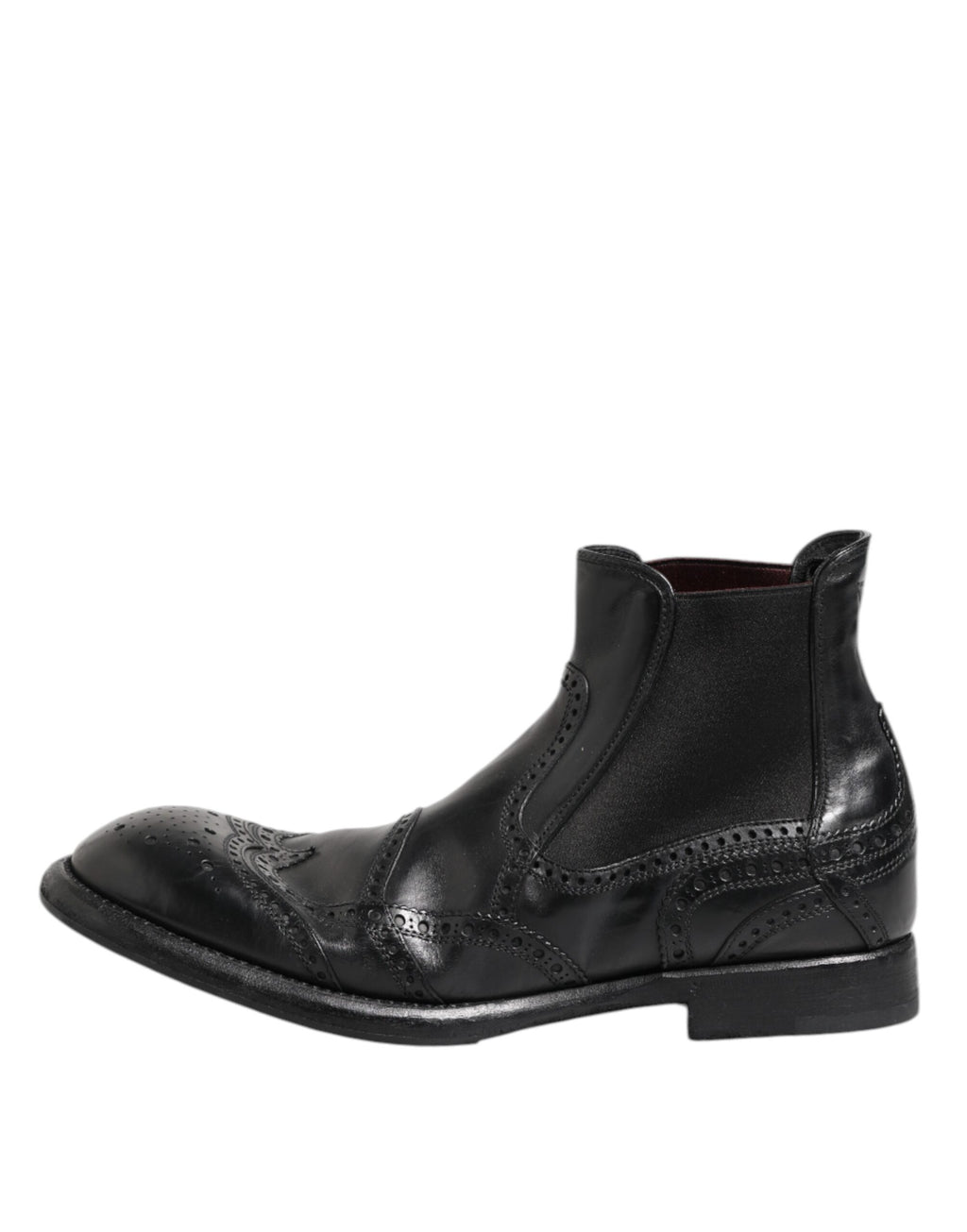 Dolce & Gabbana Black Leather Ankle Boots Slip On Shoes