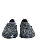 Dolce & Gabbana Blue Woven Leather Slip On Loafers Shoes