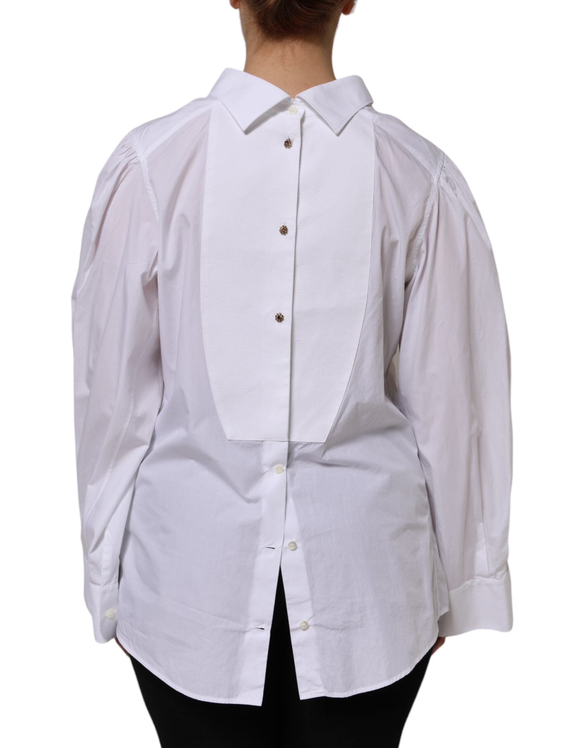 Camisa de manga larga formal de algodón blanco Dolce & Gabbana
