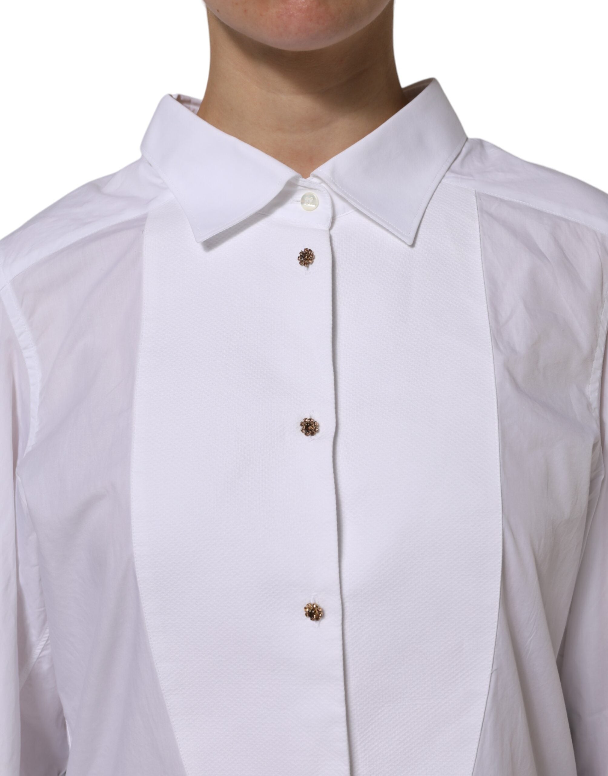 Camisa de manga larga formal de algodón blanco Dolce & Gabbana