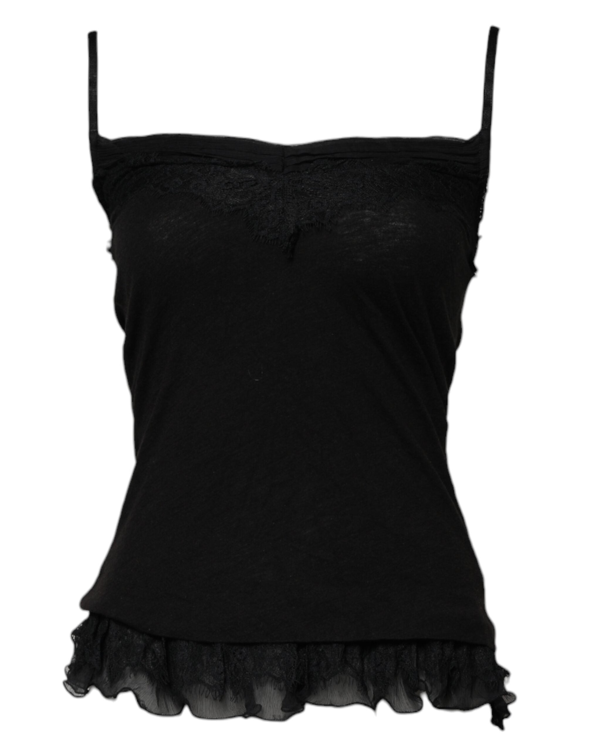 Top sin mangas Scervino Street de lana negra con cuello cuadrado