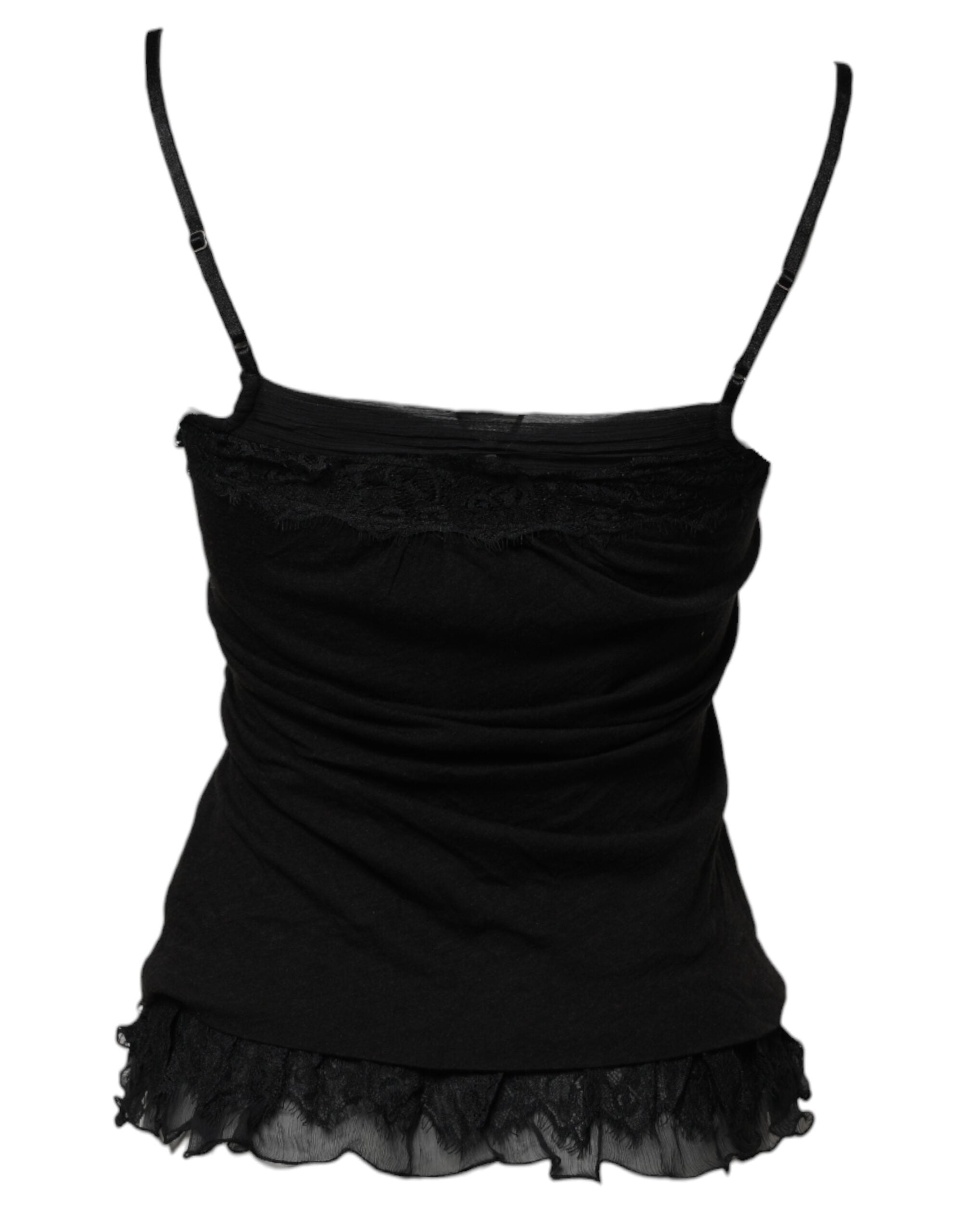 Top sin mangas Scervino Street de lana negra con cuello cuadrado