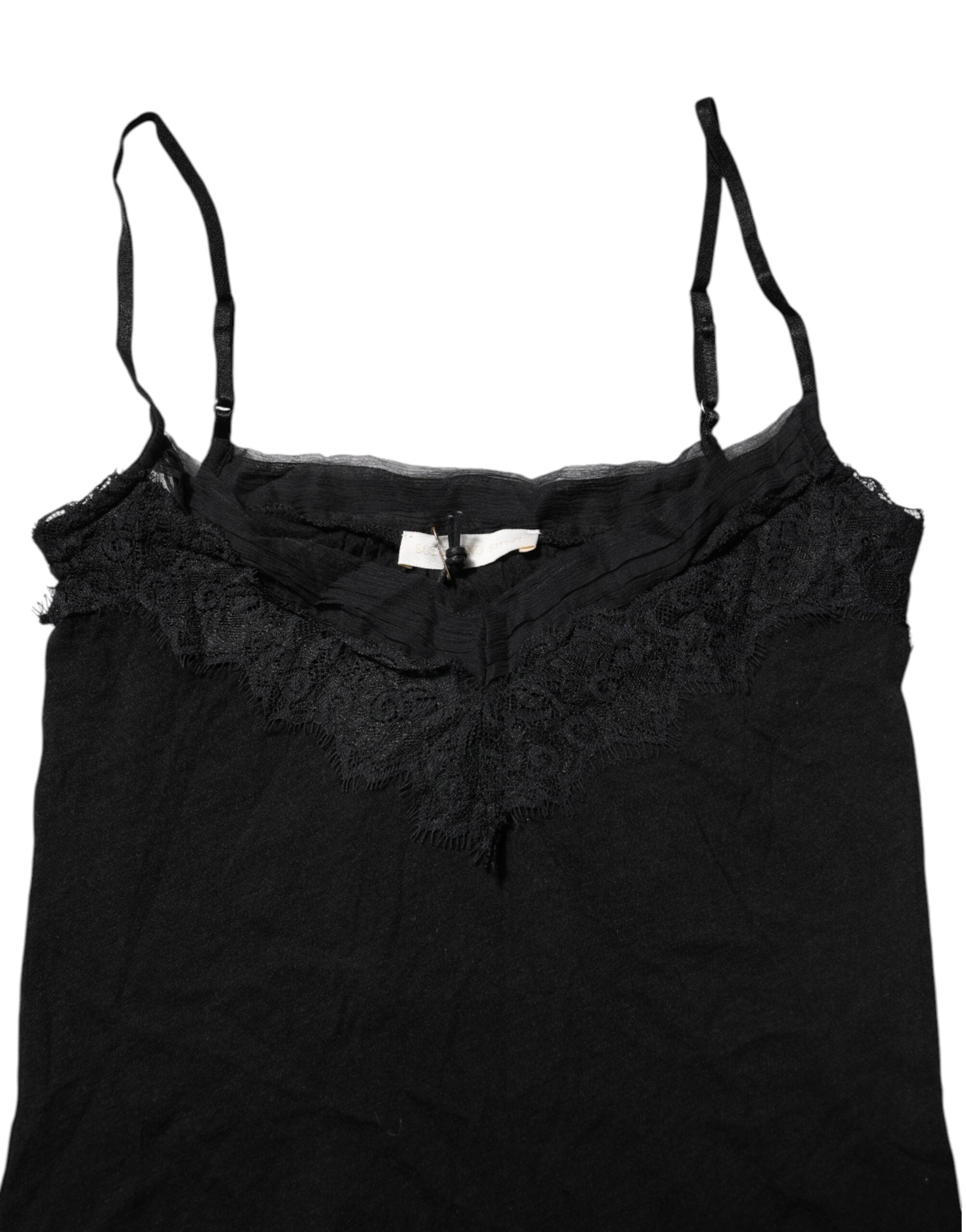 Top sin mangas Scervino Street de lana negra con cuello cuadrado
