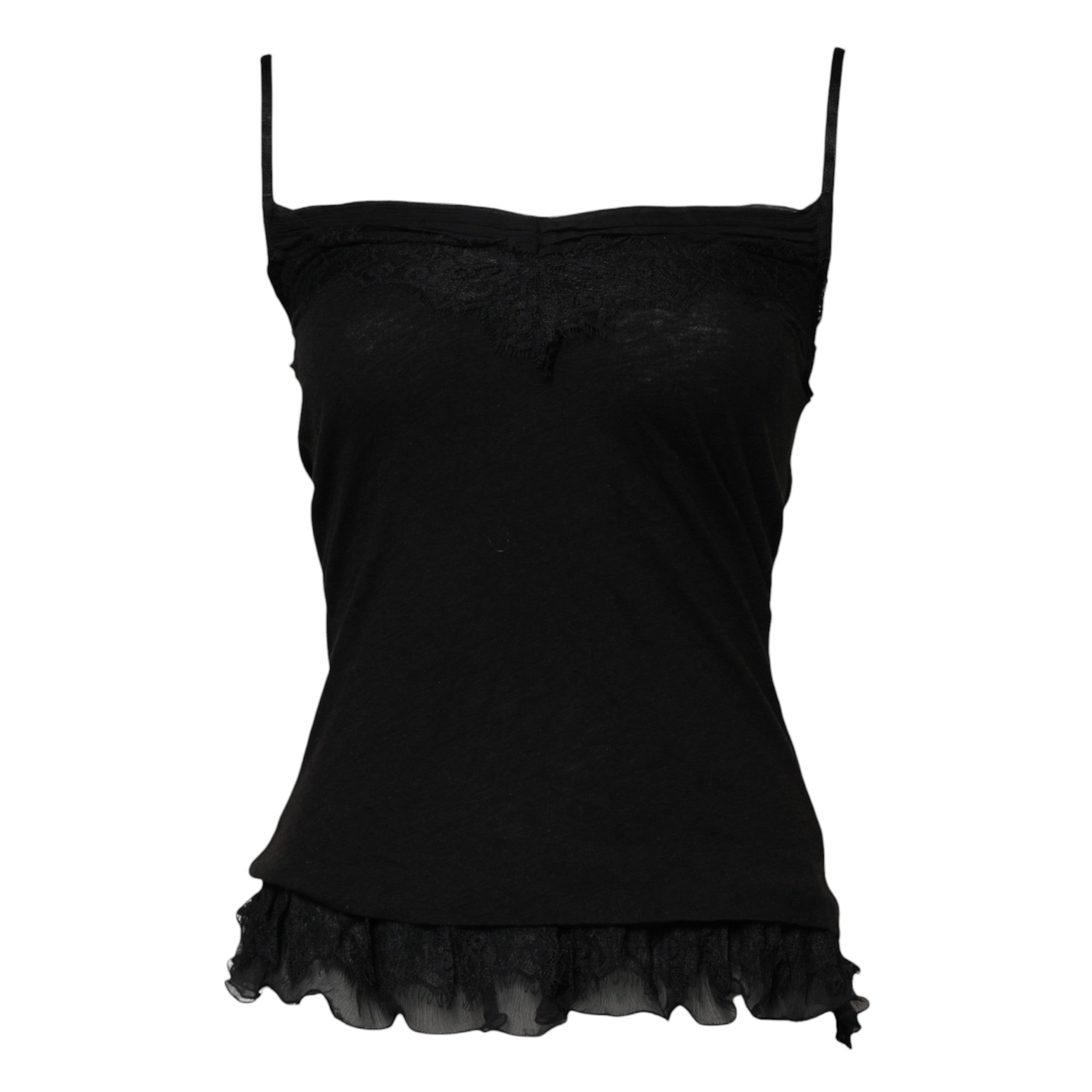 Top sin mangas Scervino Street de lana negra con cuello cuadrado