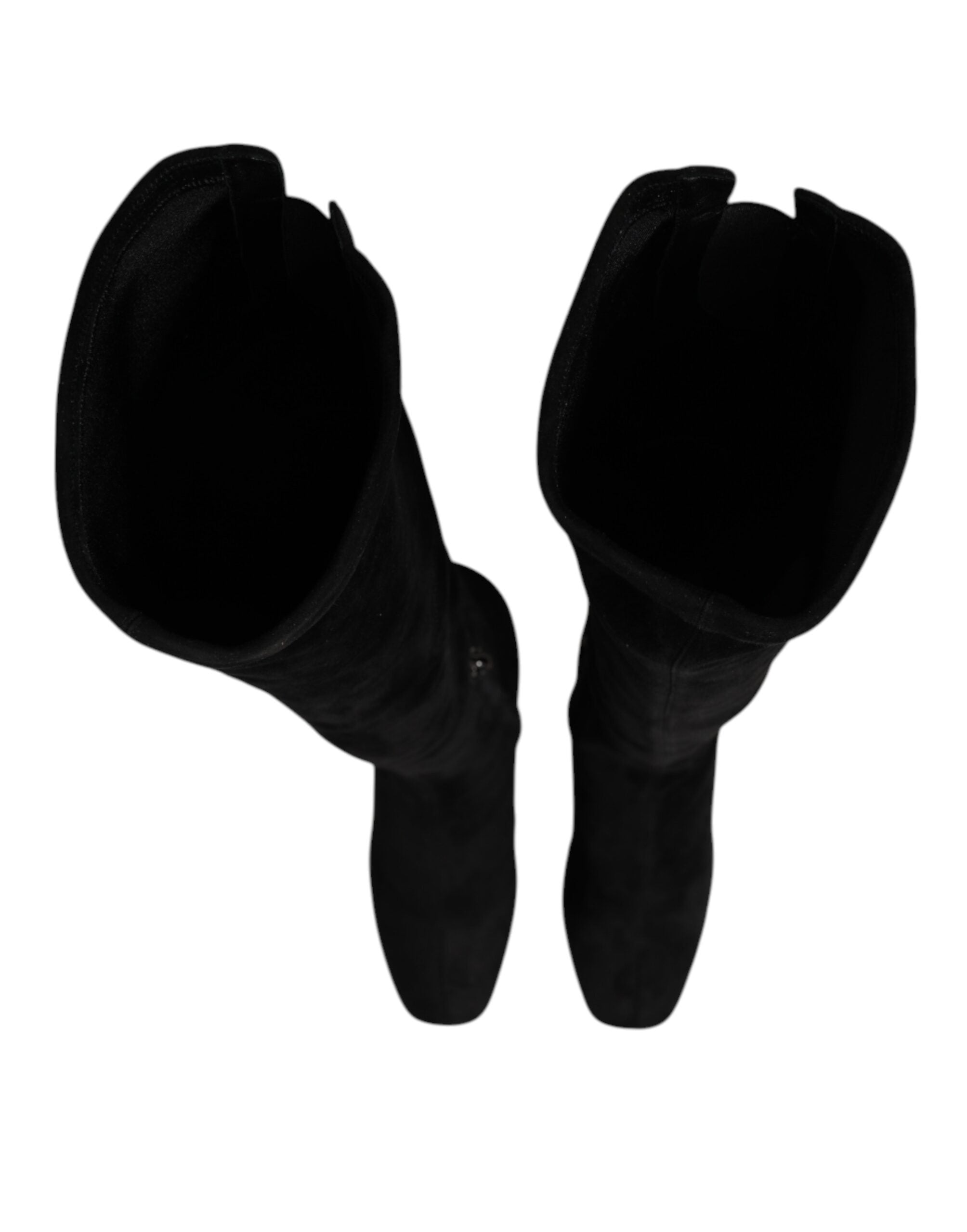 Dolce & Gabbana Botas Altas de Rodilla de Cuero y Ante Negro