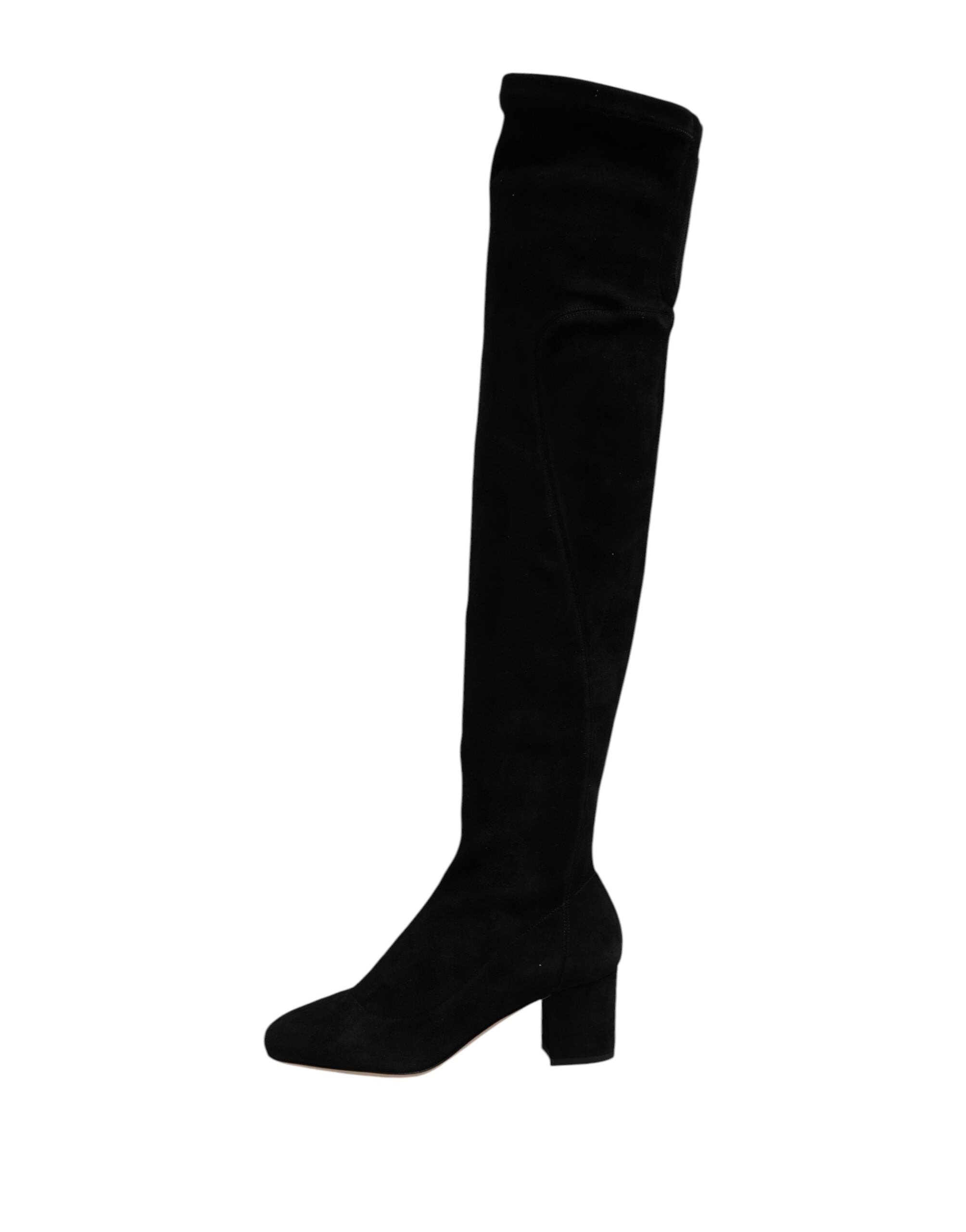 Dolce & Gabbana Botas Altas de Rodilla de Cuero y Ante Negro