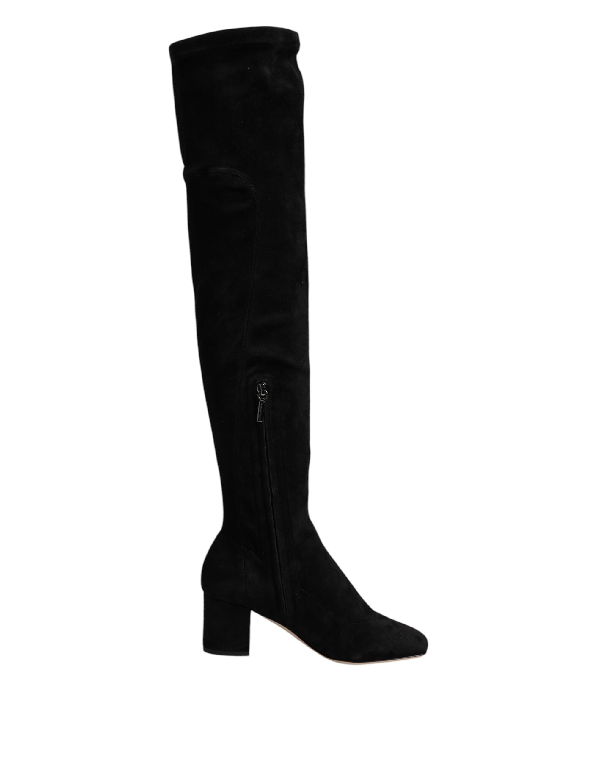Dolce & Gabbana Botas Altas de Rodilla de Cuero y Ante Negro