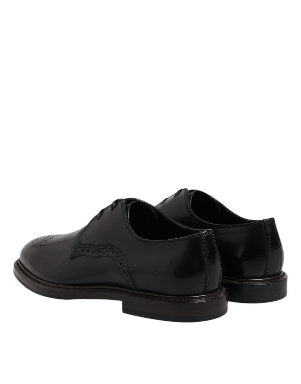 Dolce & Gabbana Black Leather Derby Wingtip Formal Shoes