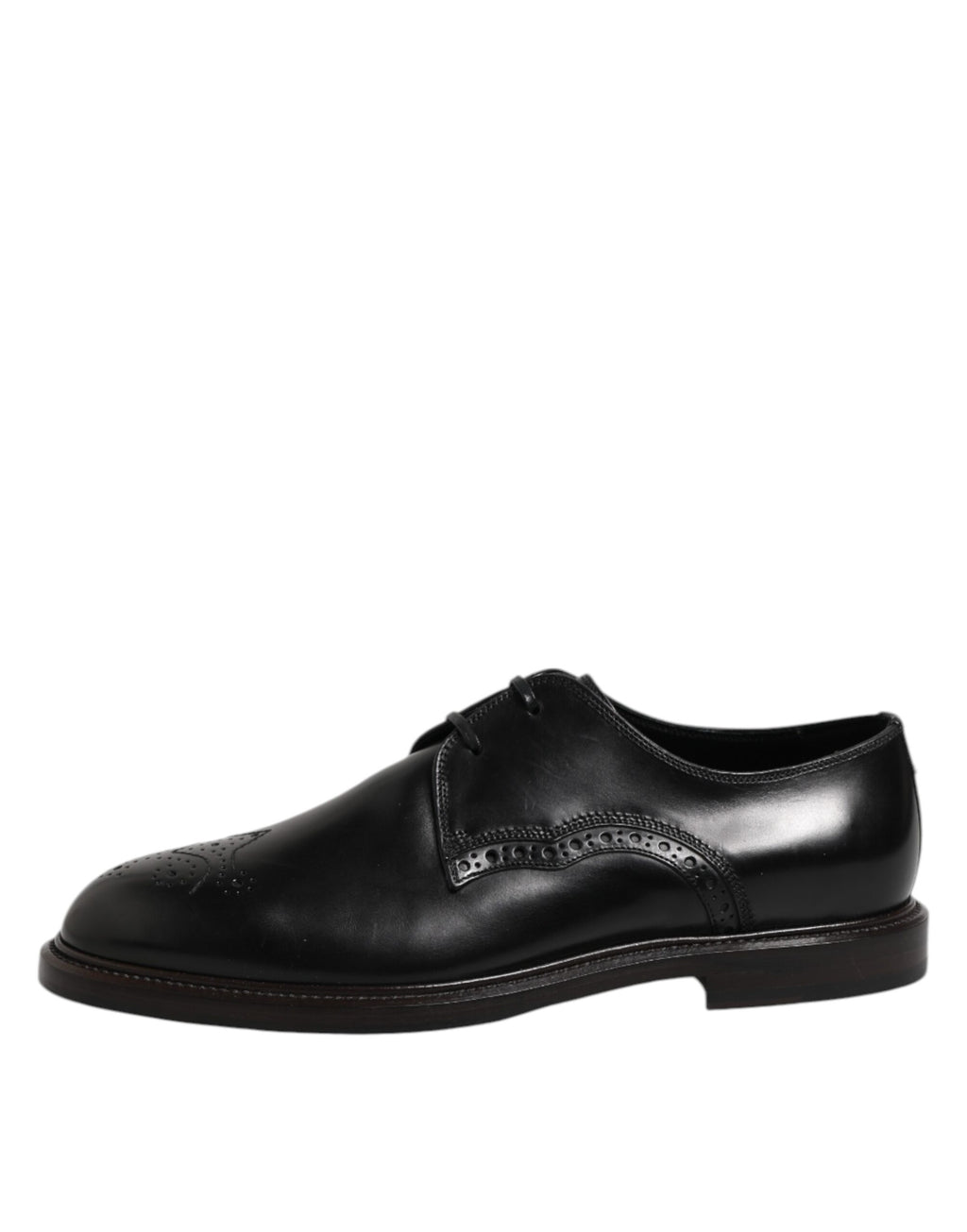 Dolce & Gabbana Black Leather Derby Wingtip Formal Shoes