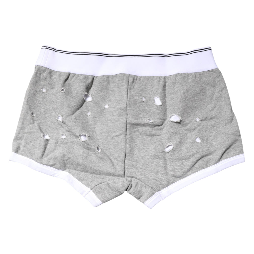 Dolce & Gabbana Gray Cotton Stretch Regular Boxer Underwear