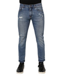 Dolce & Gabbana Blue Cotton Logo Plaque COMFORT Denim Jeans