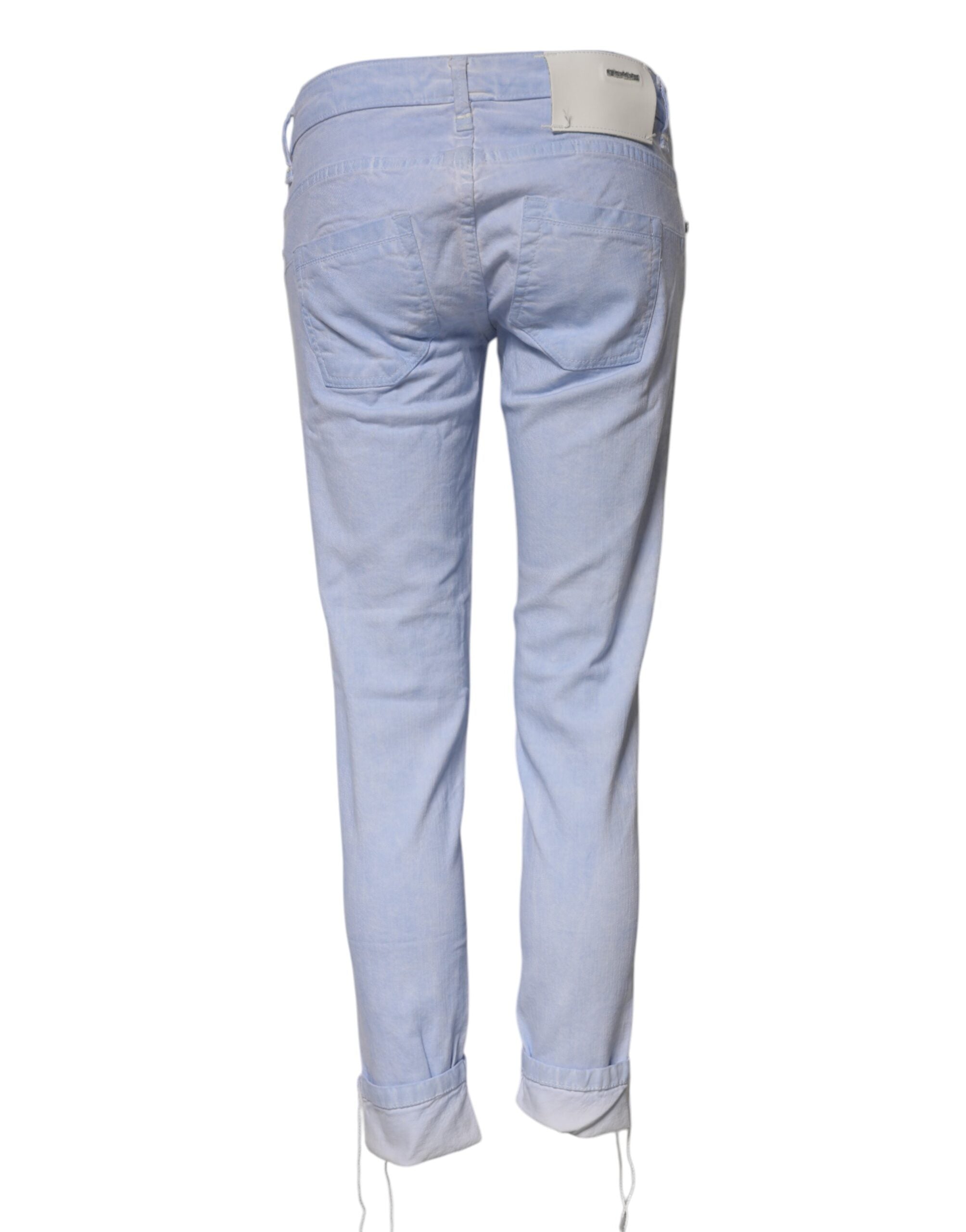 Acht Light Blue Cotton Slim Fit Denim Low Waist Denim Jeans