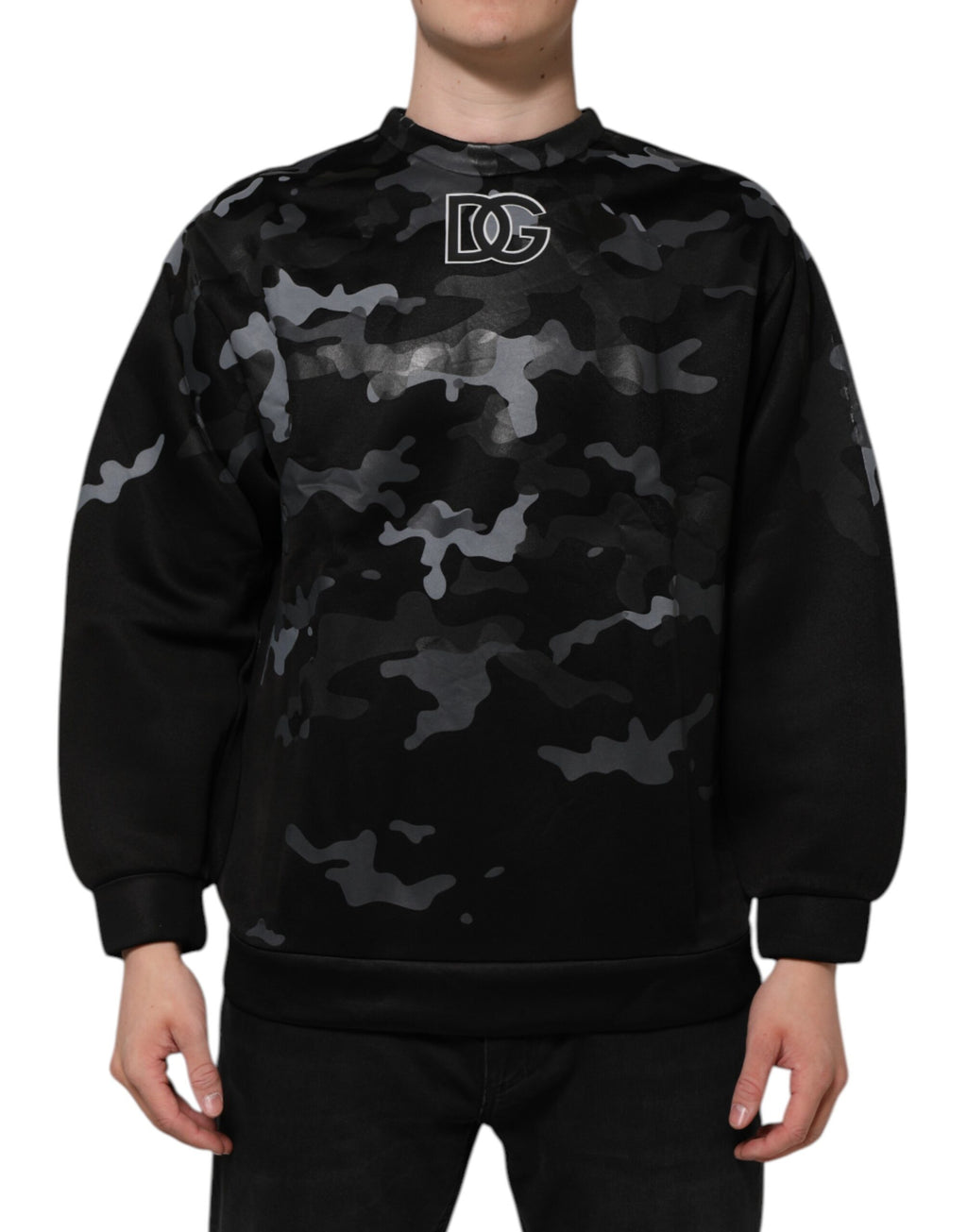Sudadera sin capucha Dolce & Gabbana negra de camuflaje