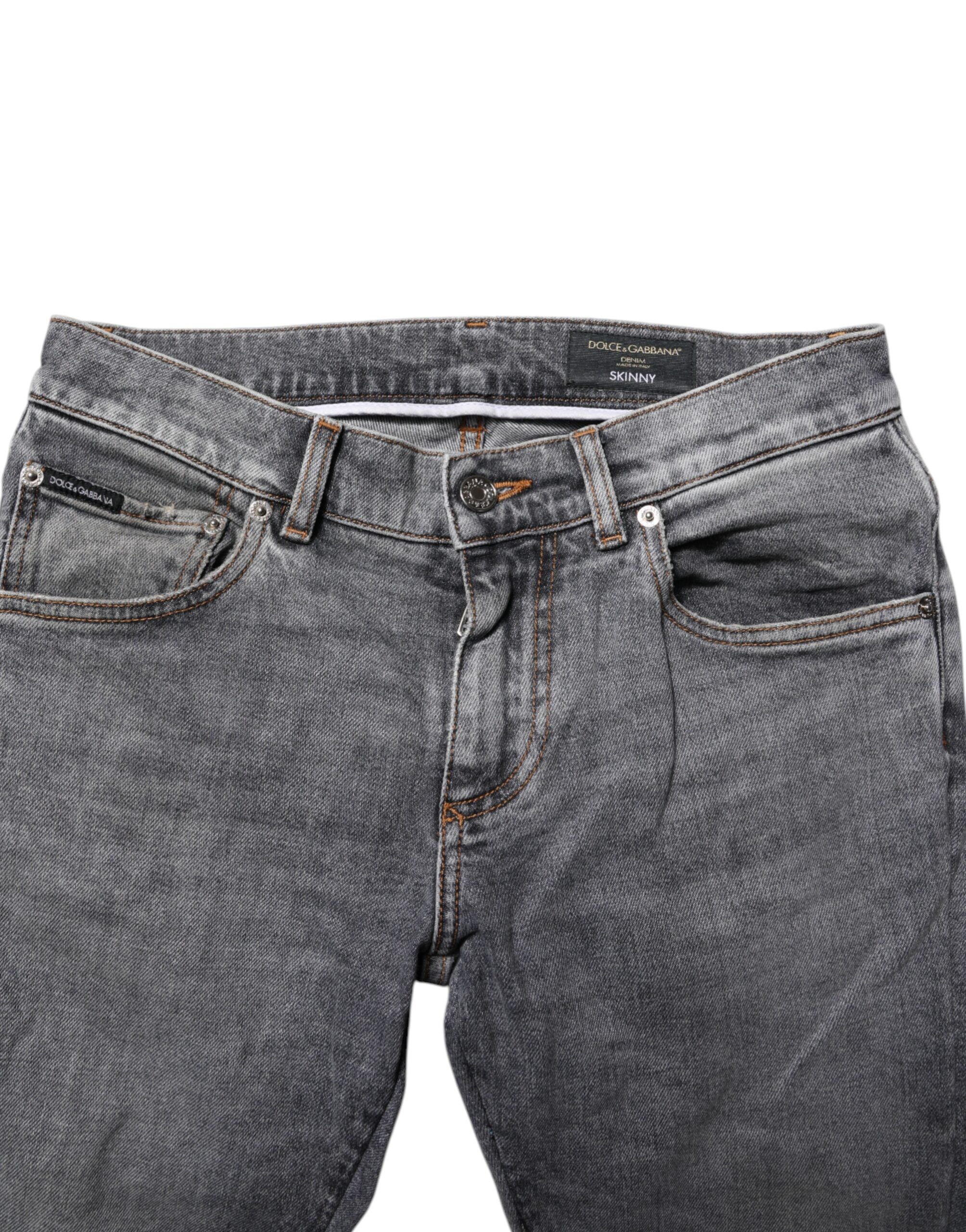 Dolce & Gabbana Gray Cotton Skinny Men Denim Trouser Jeans