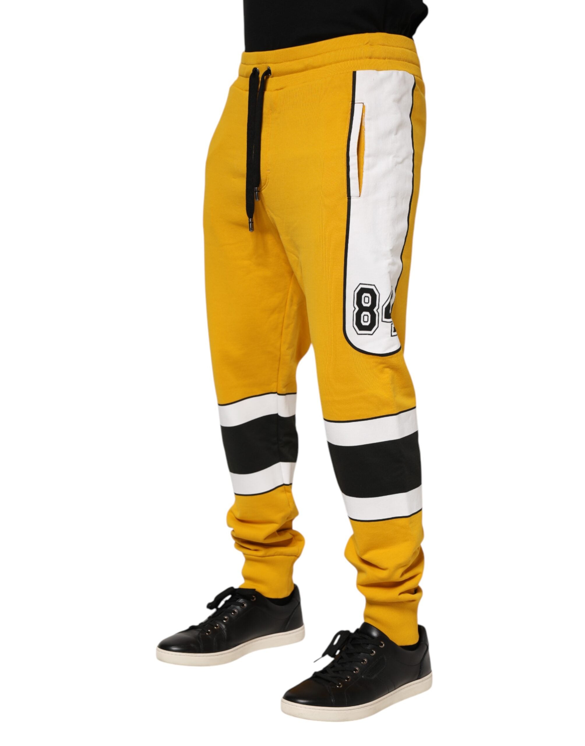 Dolce & Gabbana Yellow Cotton Print Jogger Sweatpants Pants
