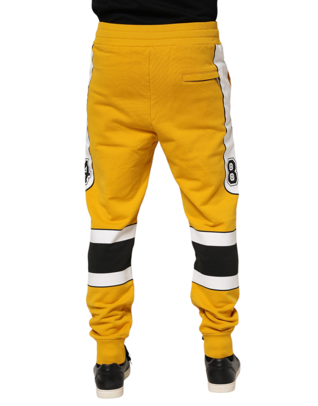 Dolce & Gabbana Yellow Cotton Print Jogger Sweatpants Pants