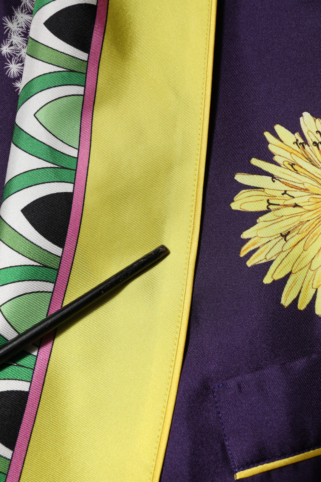 Dolce & Gabbana Blue Floral Print Silk Long Sleeves Wrap Robe