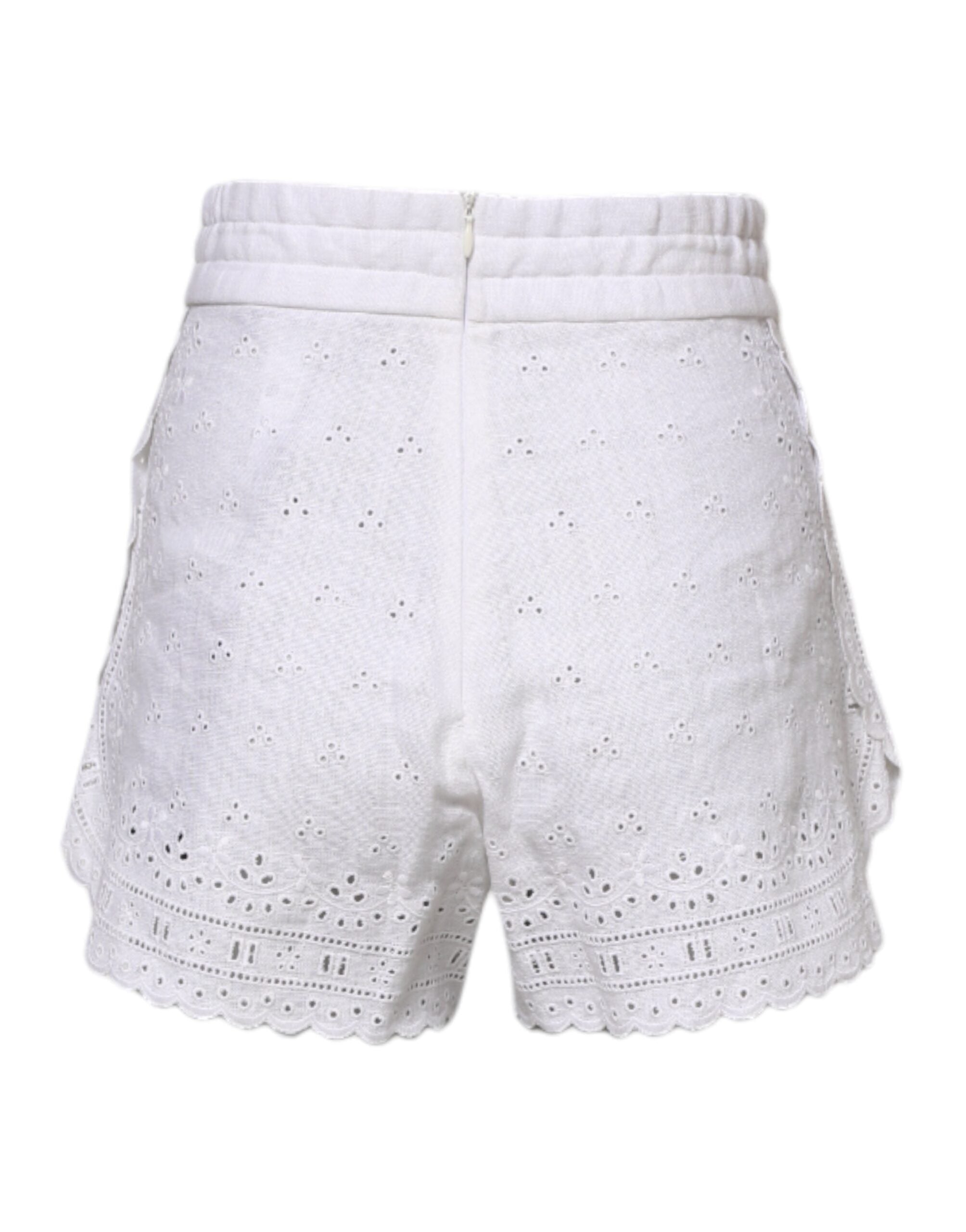 Dolce & Gabbana White Linen High Waisted Hot Pants Shorts