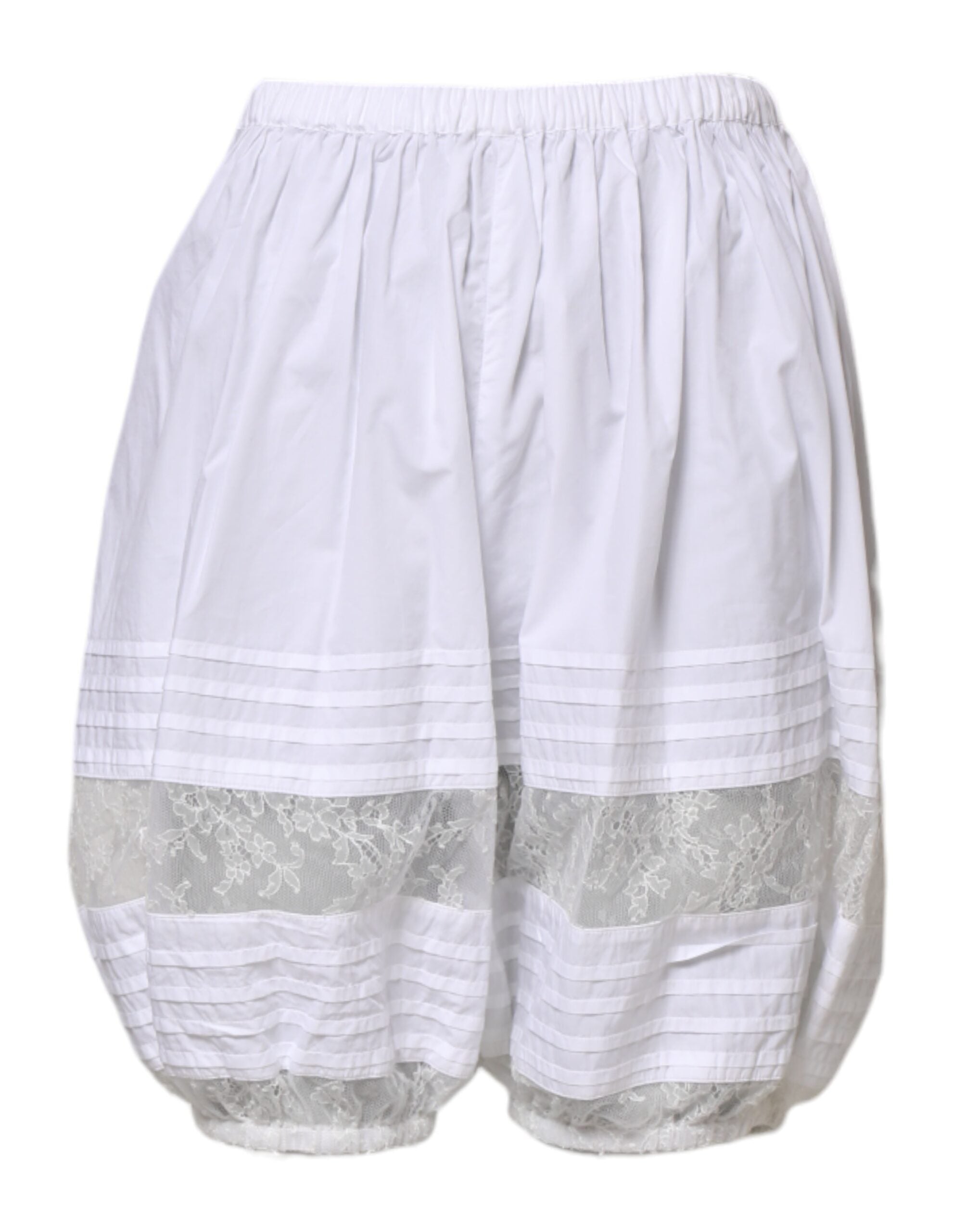 Dolce & Gabbana White Lace Paneled Cotton High Waisted Shorts