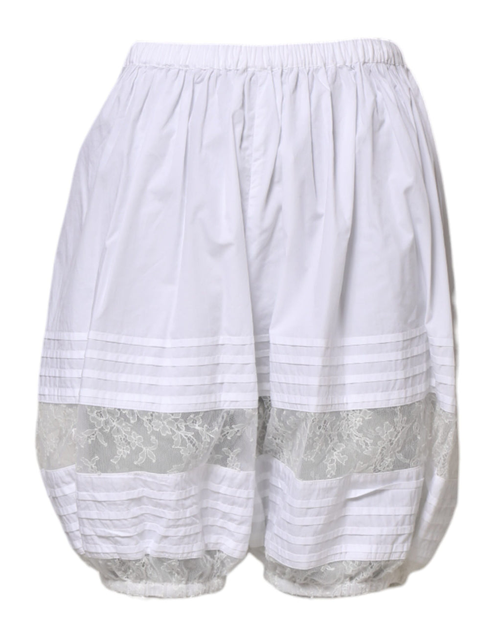 Dolce & Gabbana White Lace Paneled Cotton High Waisted Shorts