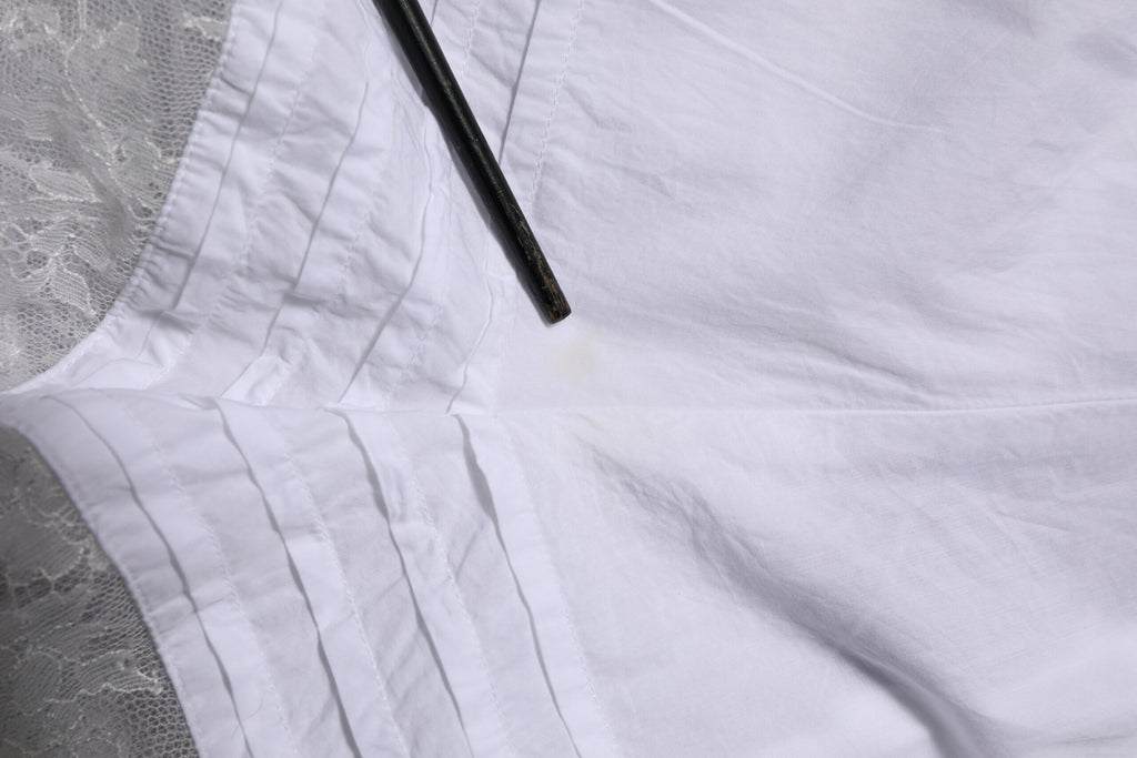 Dolce & Gabbana White Lace Paneled Cotton High Waisted Shorts