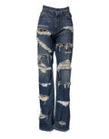 Jeans rectos de algodón desgastado azul Dolce & Gabbana