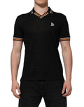 Dolce & Gabbana Black DG Silk Vneck Collared Men Polo T-shirt