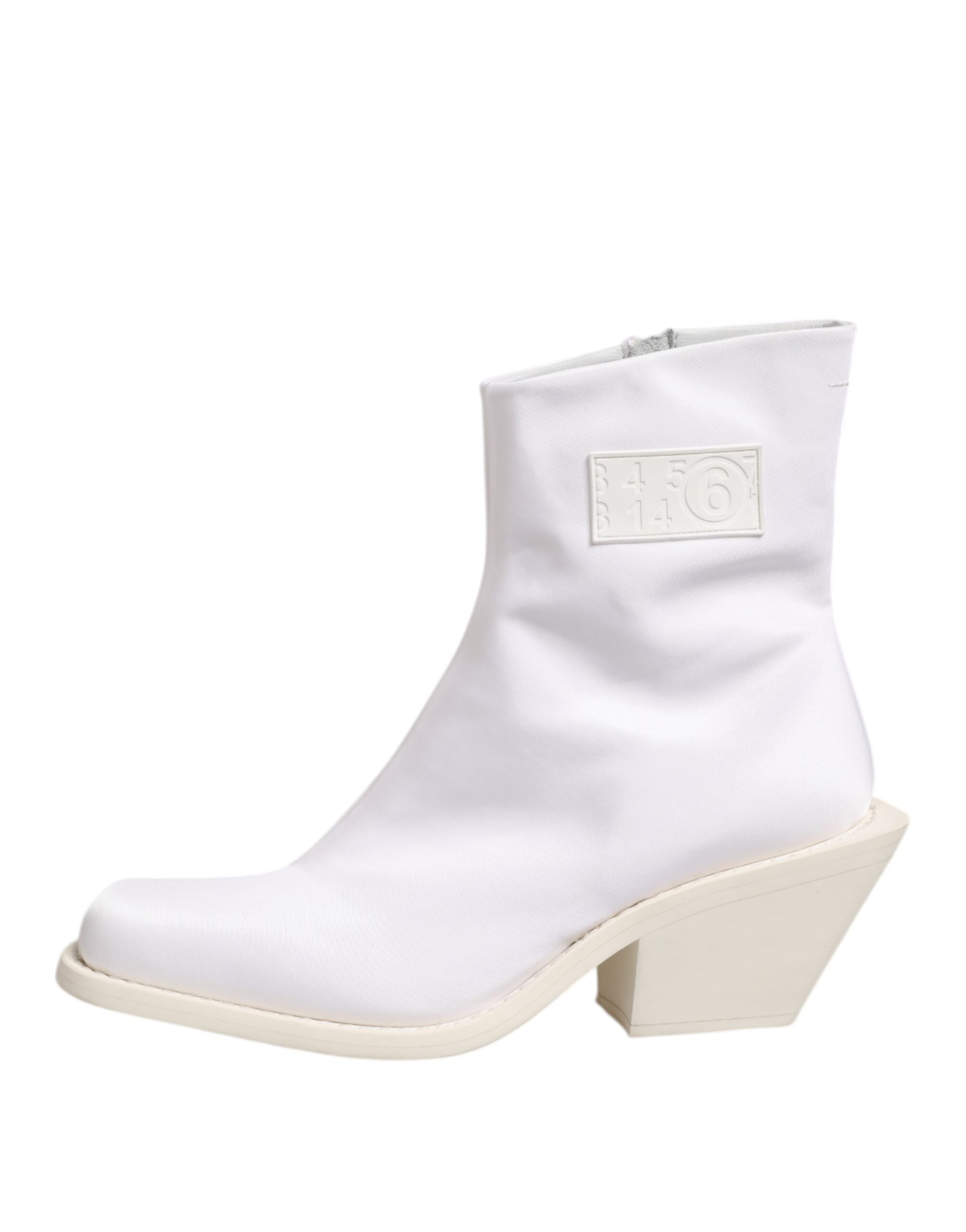 Maison Margiela White Square Heel Zip Ankle Boots Shoes