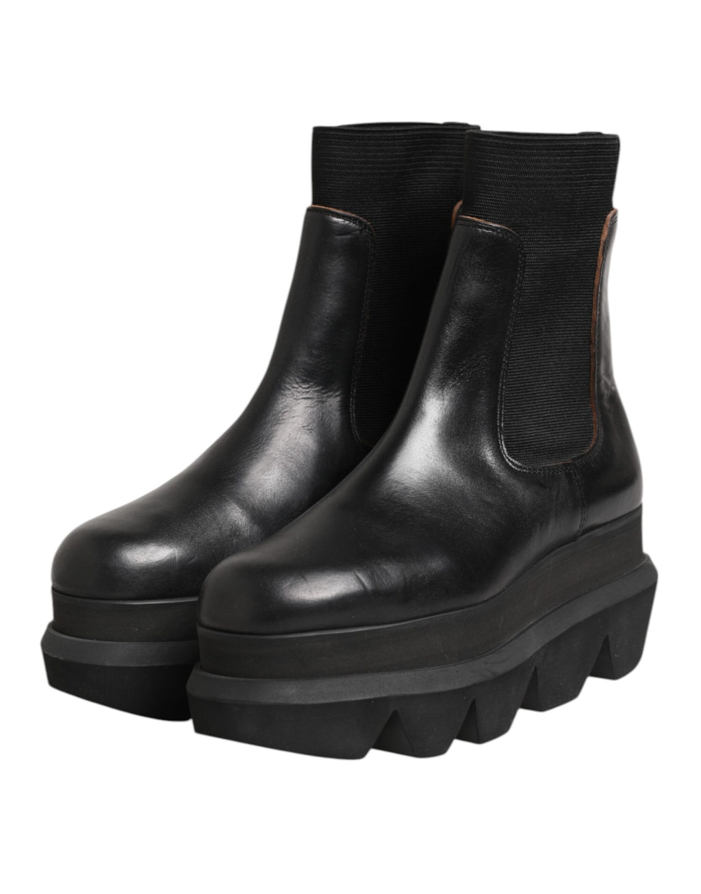 Sacai Black Chelsea Leather Pull On Women Ankle Boots Shoes
