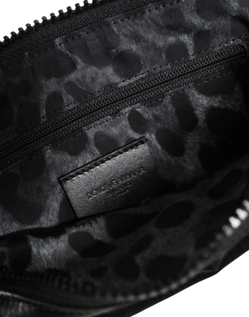 Dolce & Gabbana Black Nylon Logo Plaque Keyring Pouch Clutch Bag