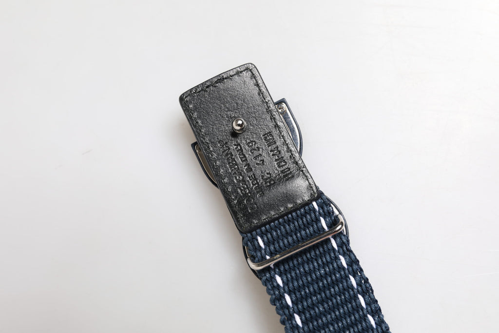 Dolce & Gabbana Blue White Cotton DG Logo Metal Buckle Belt