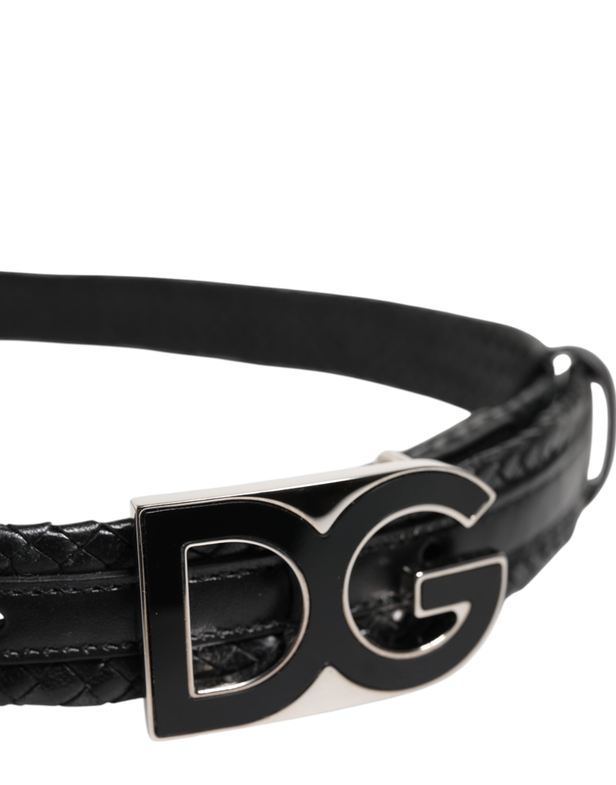 Dolce & Gabbana Black Classic Leather DG Logo Buckle Belt