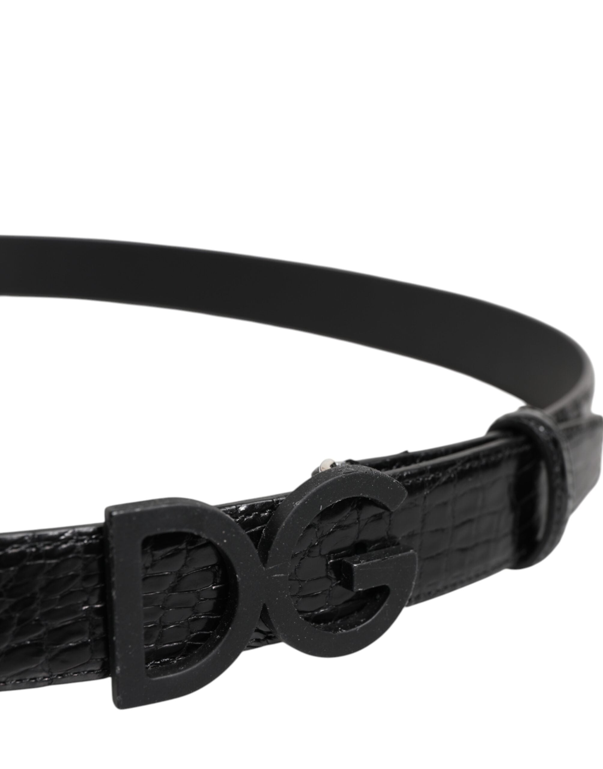 Cinturón Dolce & Gabbana de piel negra con hebilla DG metálica clásica
