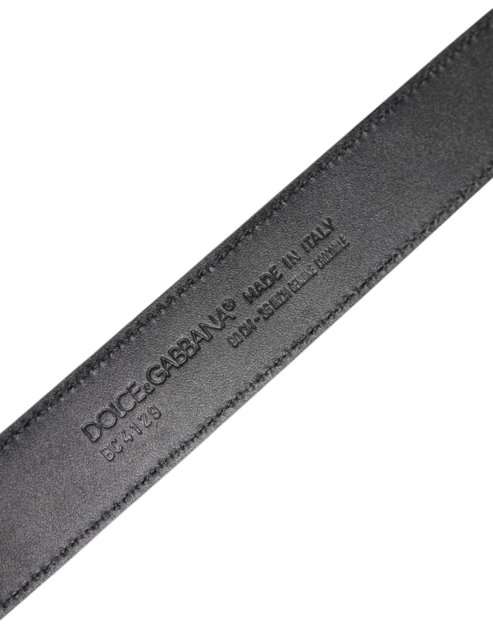 Dolce & Gabbana Black Leather Classic Metal DG Buckle Belt