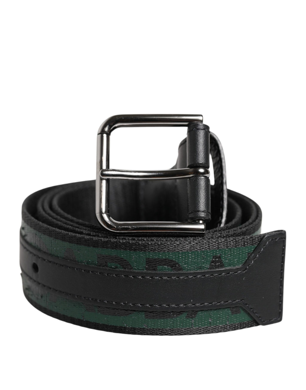 Dolce & Gabbana Green Black Polyester DG Logo Buckle Belt