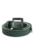 Cinturón Dolce & Gabbana de cuero verde oscuro con hebilla metálica plateada