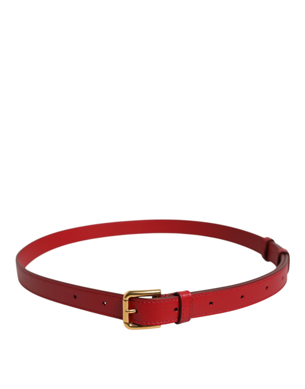 Dolce & Gabbana Red Logo Engraved Metal Waist Buckle Belt