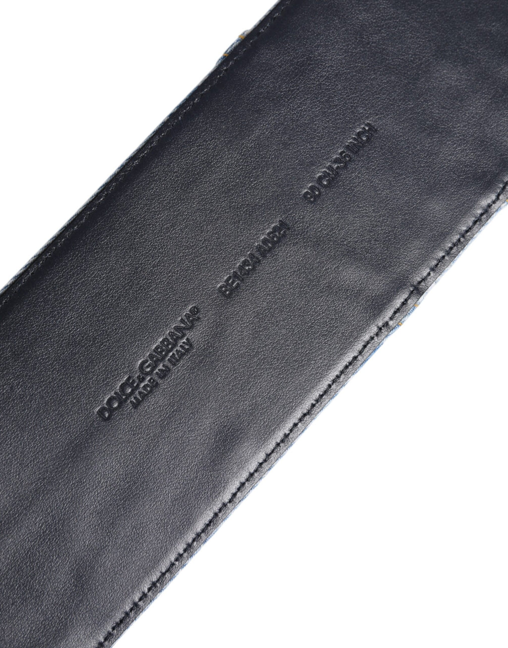 Dolce & Gabbana Two Tone Blue Denim Gold Metal Buckle Belt