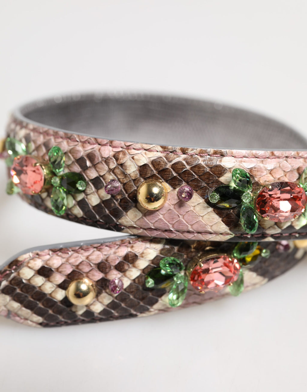 Dolce & Gabbana Multicolor Python Embellished Crystal Stud Shoulder Strap