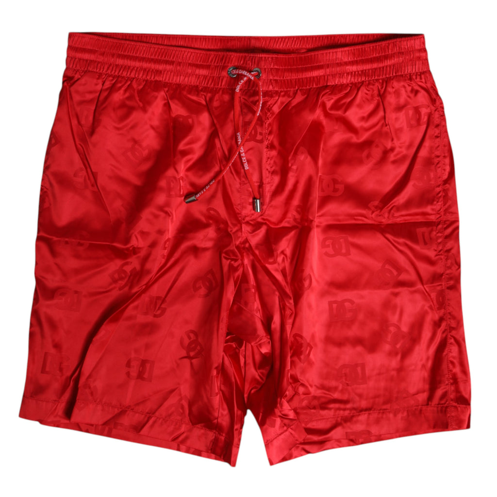 Dolce & Gabbana Red Nylon Drawstring Beachwear Shorts Swimwear