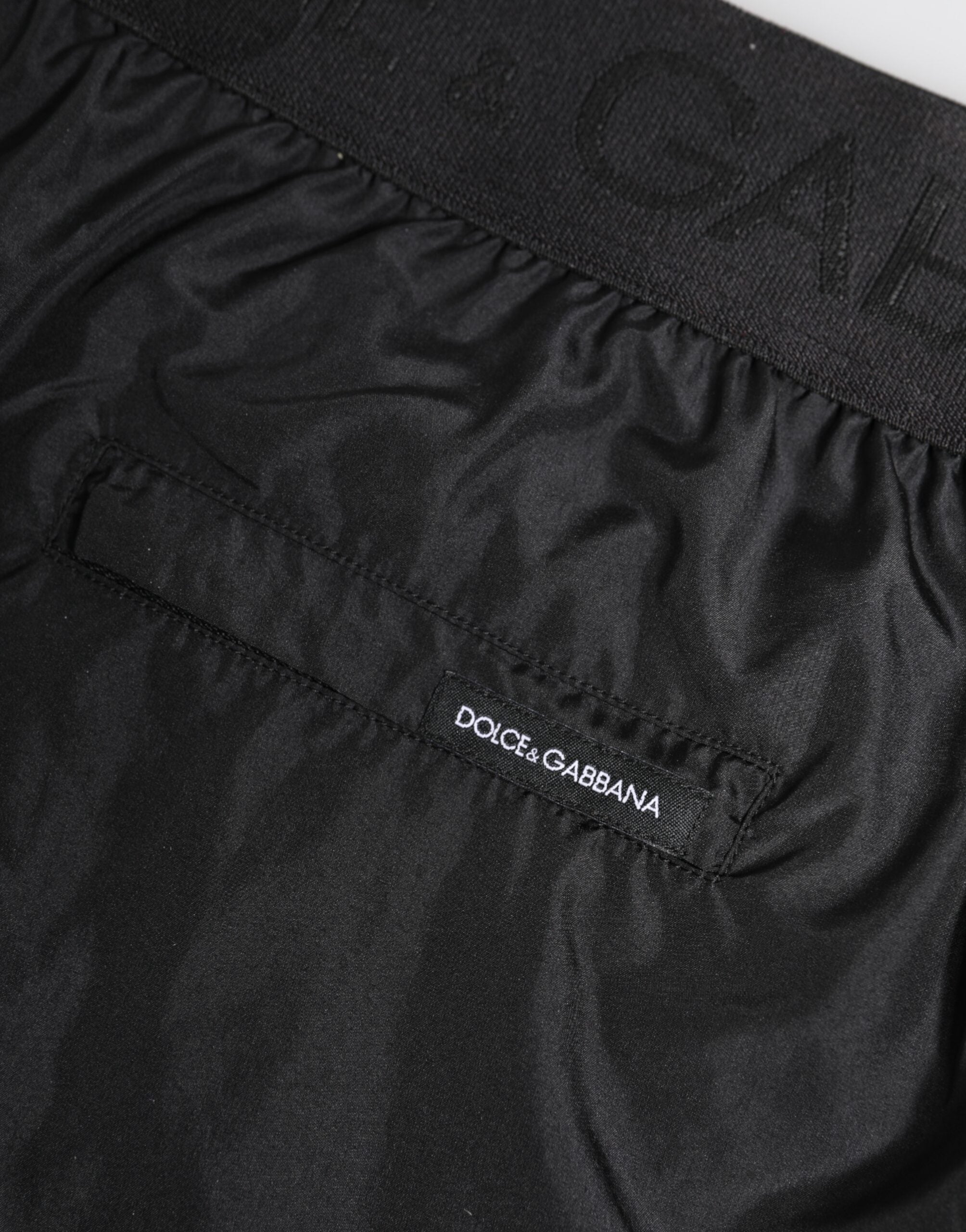 Dolce & Gabbana Black Logo Print Beachwear Men Shorts Swimwear