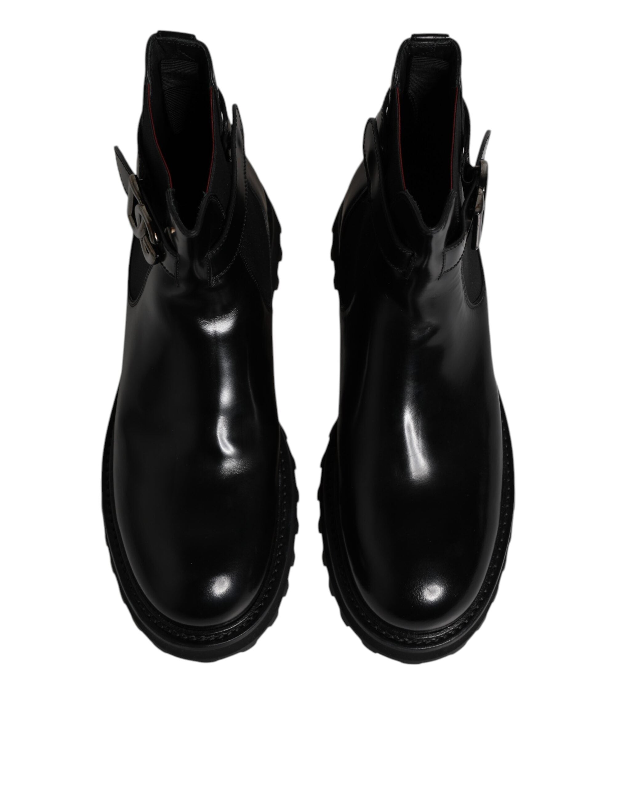 Dolce & Gabbana Black Belted DG Logo Men Chelsea Boots Shoes
